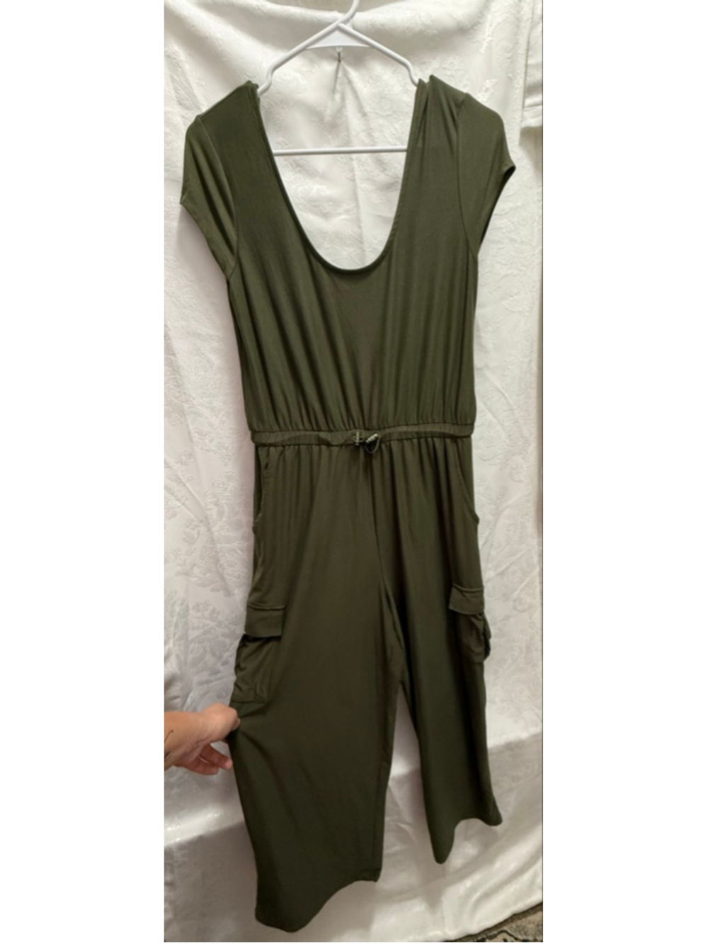 Women's Derek Heart Olive Green Cargo Jumpsuit Size M